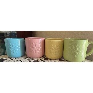 Set of 4 Pastel Double Nice Co Flower Mugs